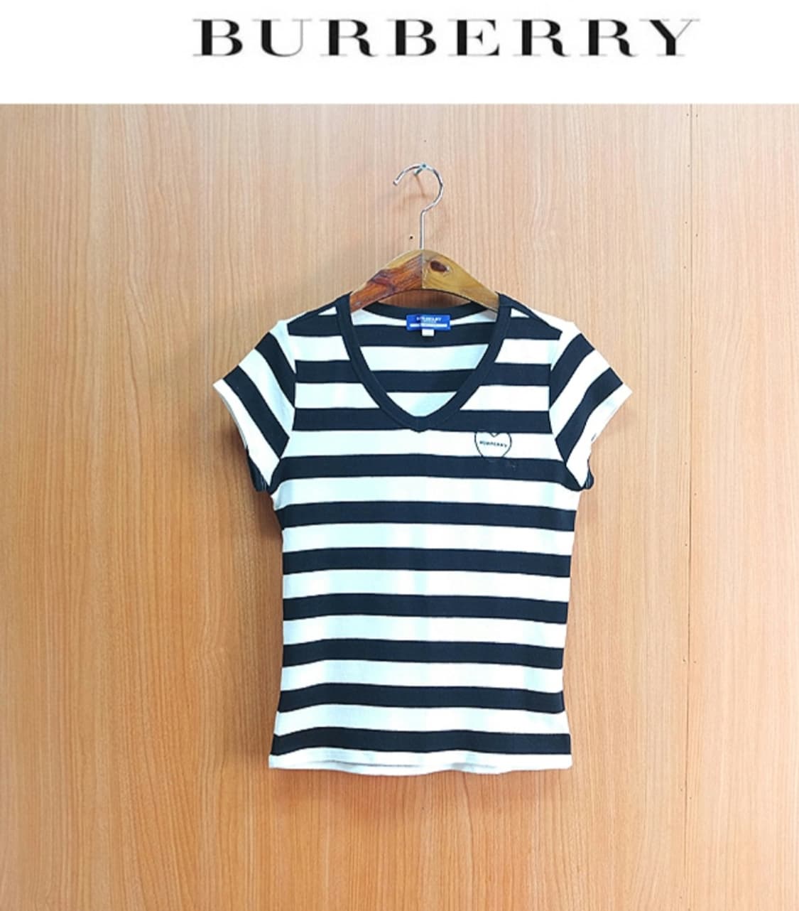버버리 블루라벨  단가라 브이넥 반팔 상품이미지1