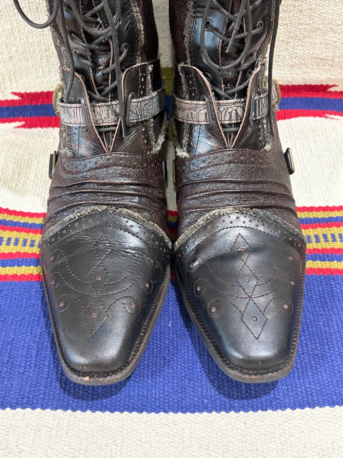 Western lace up grunge boots /웨스턴 그런지 부츠 상품이미지3