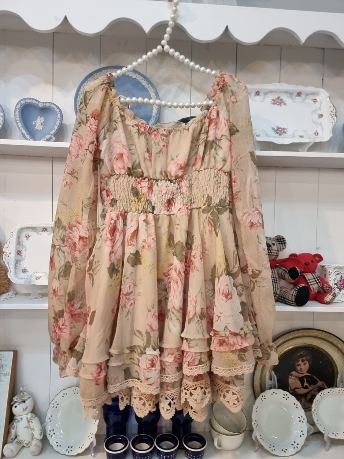 LIZ LISA 빈티지 로즈 오프숄더 쉬폰 원피스 상품이미지7