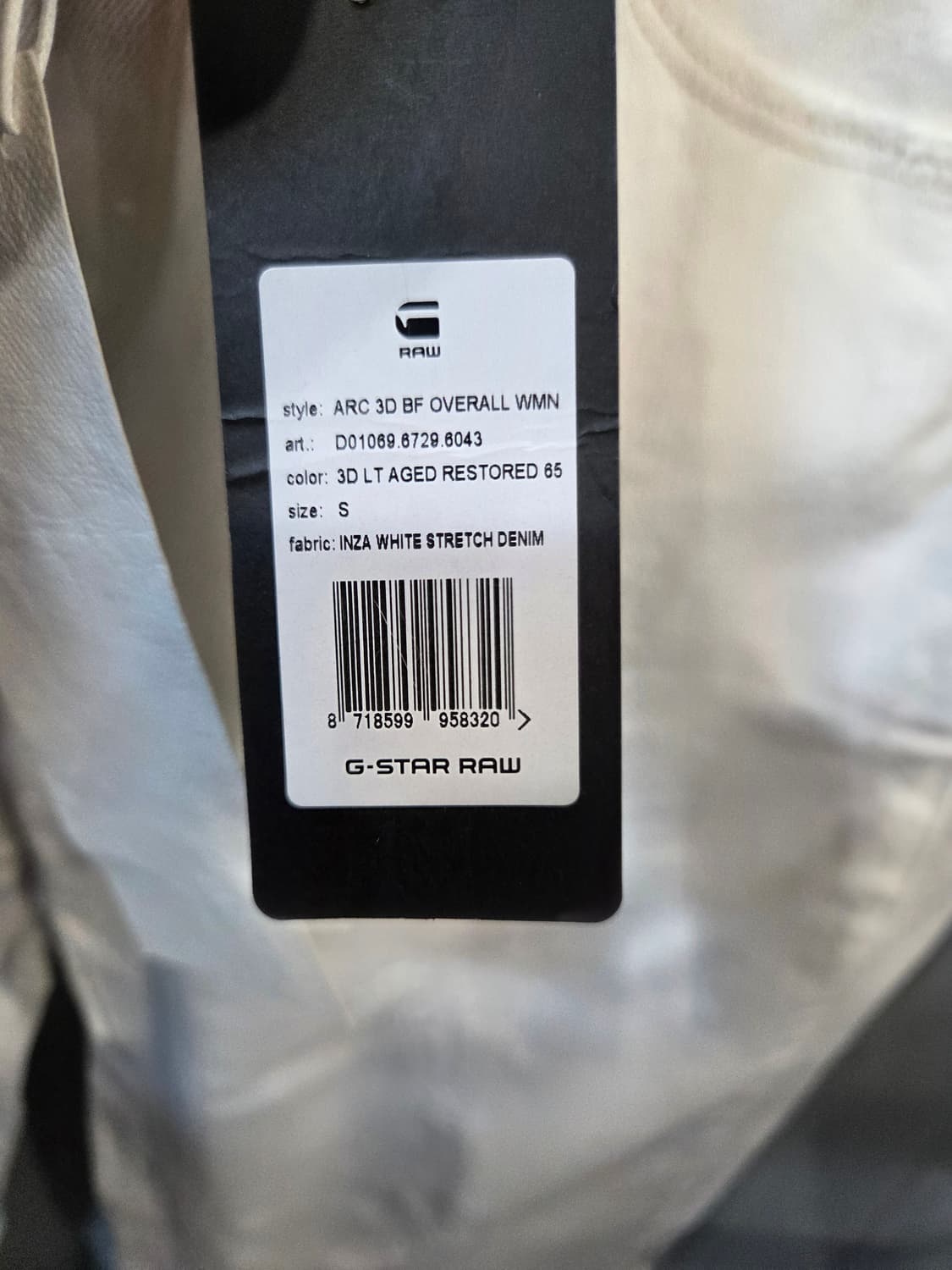 G-STAR ARC 3D BF OVERALL화이트 데님 멜빵바지(S) 상품이미지8