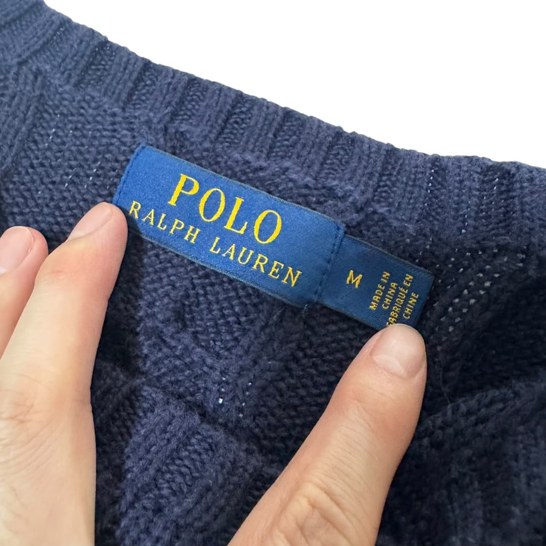 폴로 랄플로렌 네이비 꽈배기 니트 상품이미지3