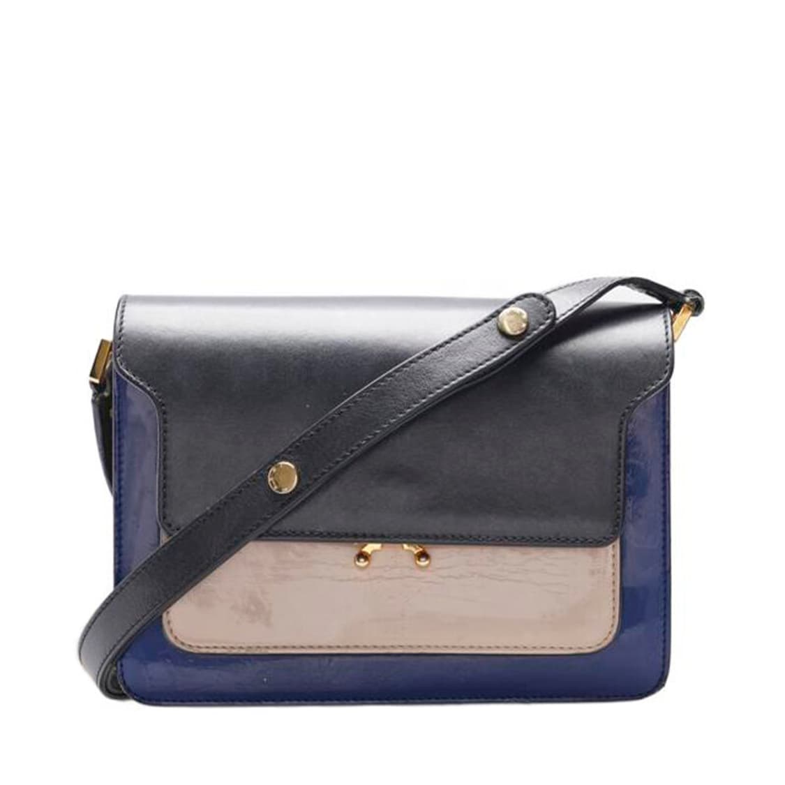 (중고) 마르니 멀티컬러 카프스킨 트렁크 미듐 숄더백 상품이미지1