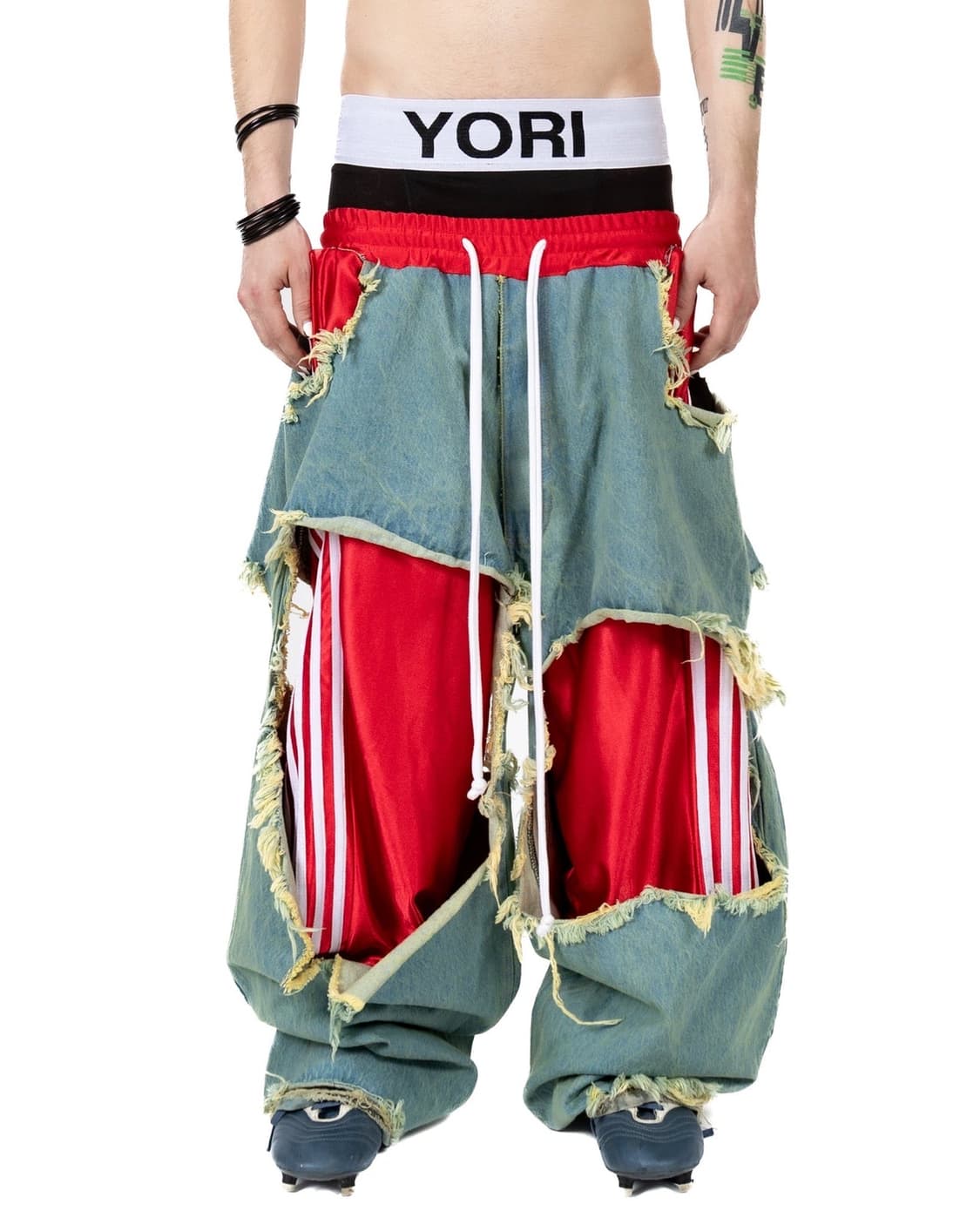 요리 스포츠 5 스트라이프 데님 워시드 블루/레드 상품이미지1