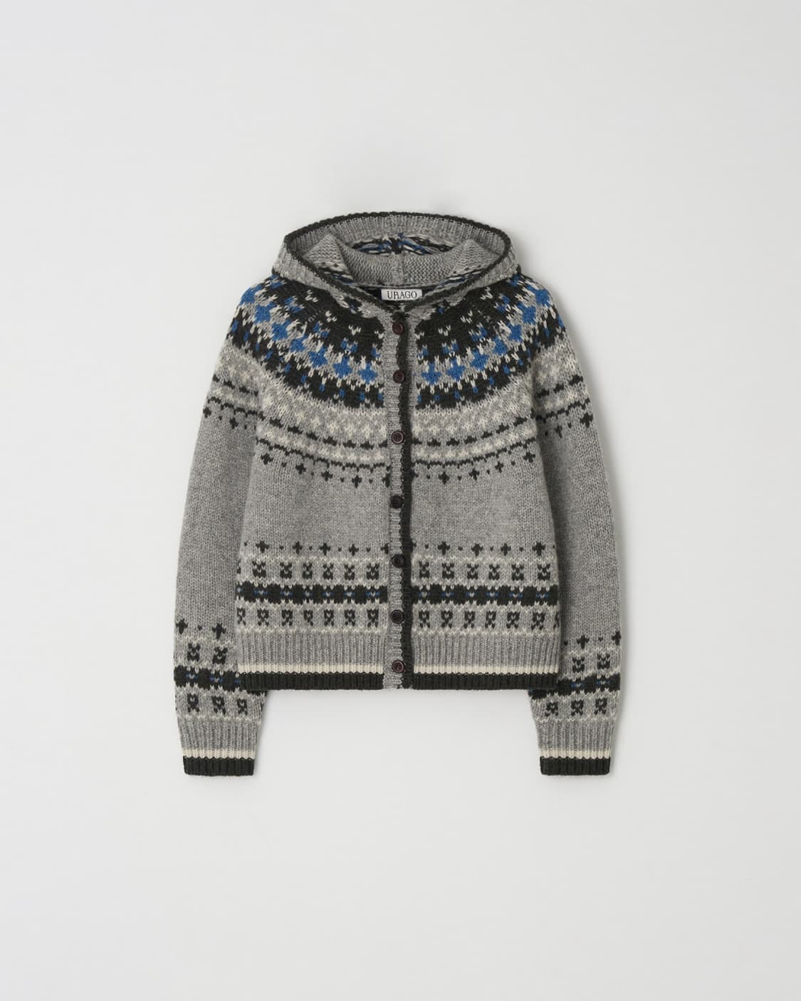 유라고 자카드 후드 가디건 상품이미지1