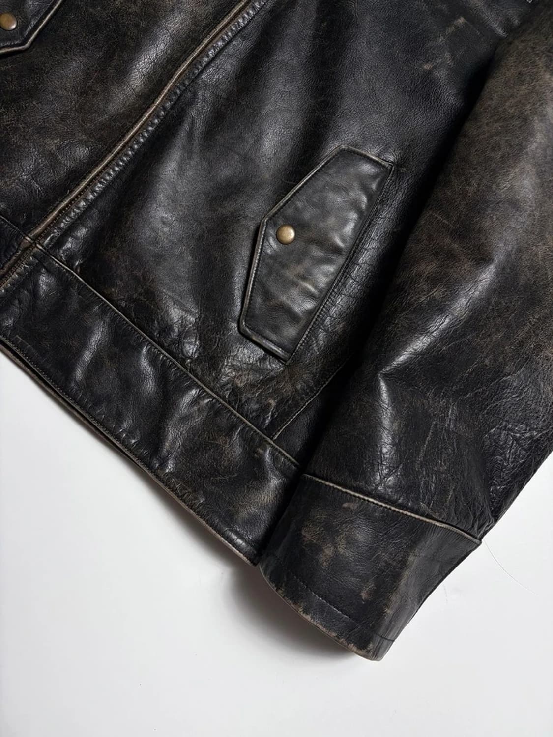 갭 OLD GAP 00's 에이징 소가죽 라이더 자켓 R1329 상품이미지3