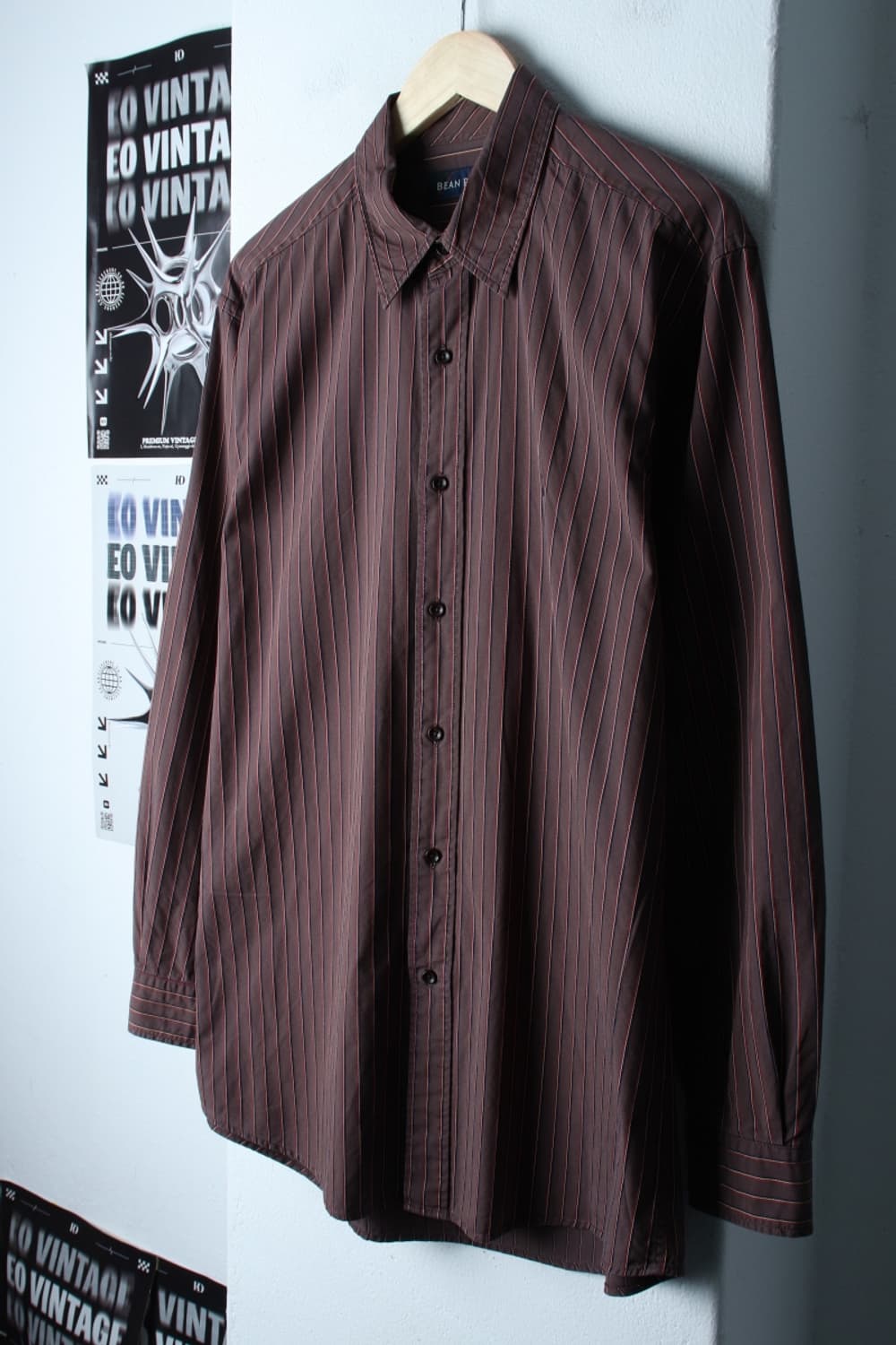 (XL-2XL) 빈폴 셔츠 남방 빅사이즈 스트라이프 브라운-H30667 상품이미지1