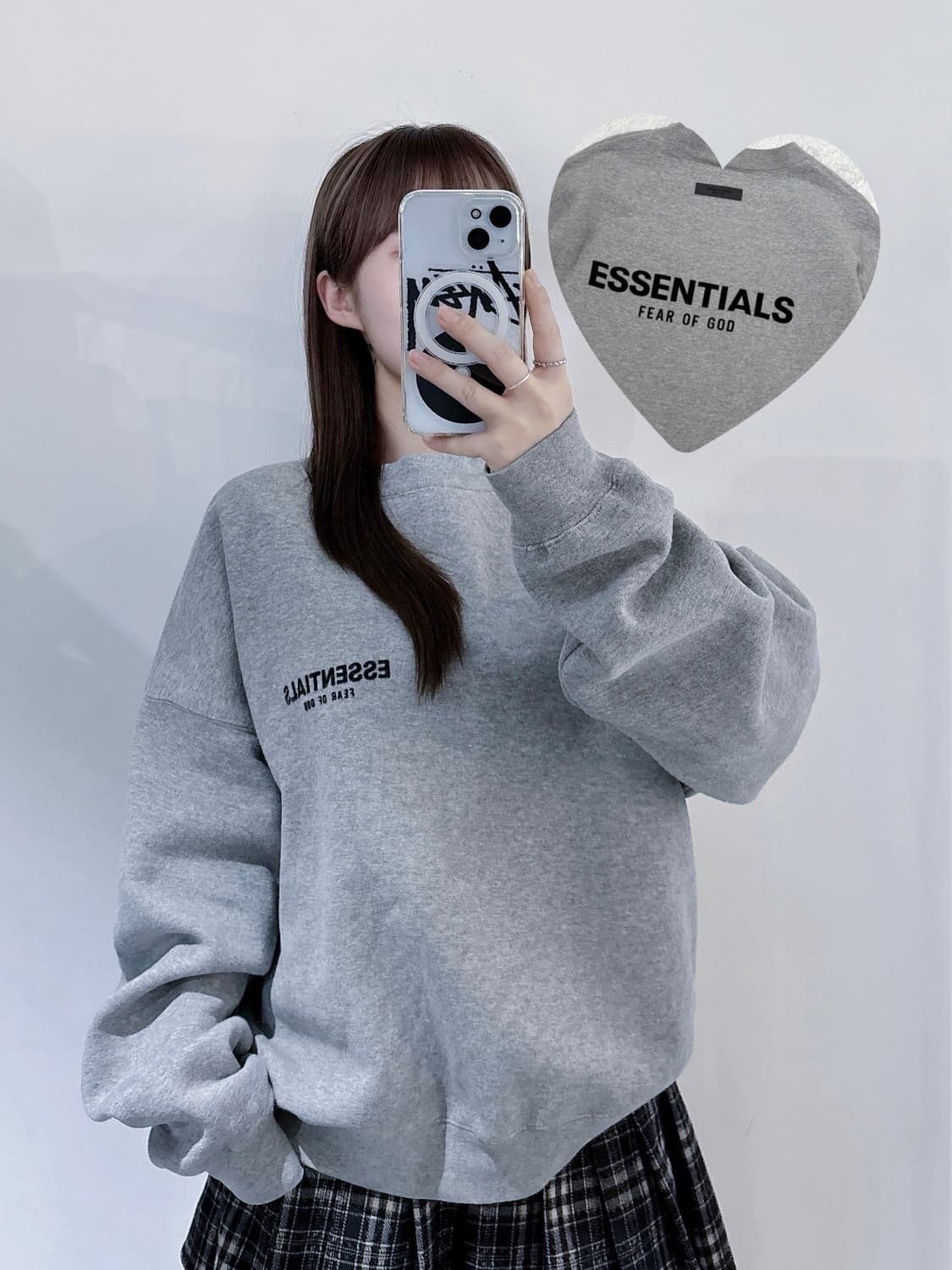 에센셜 빅로고 그레이 맨투맨 상품이미지1