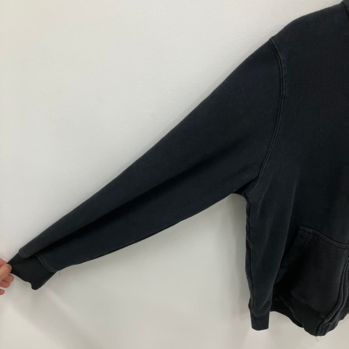 스투시 블랙 베이직 로고 후드집업 M 상품이미지5