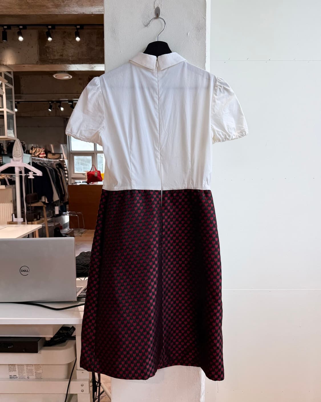 레드 발렌티노 화이트 앤 레드 블랙 하트 자카드 원피스 상품이미지7