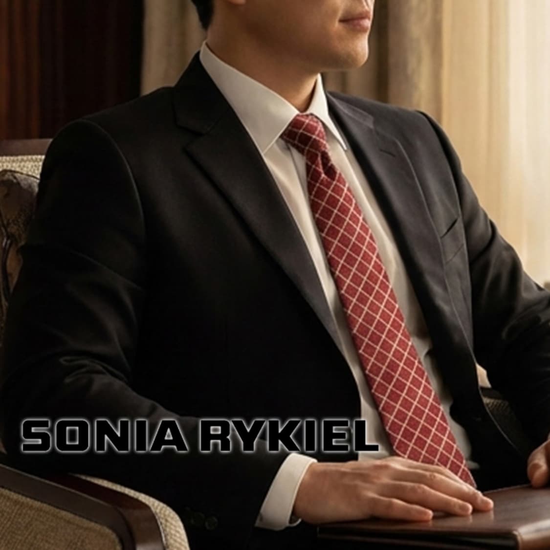 소니아 리키엘 실크 레드 체크 패턴 넥타이 9.5cm A+등급 E893 상품이미지1