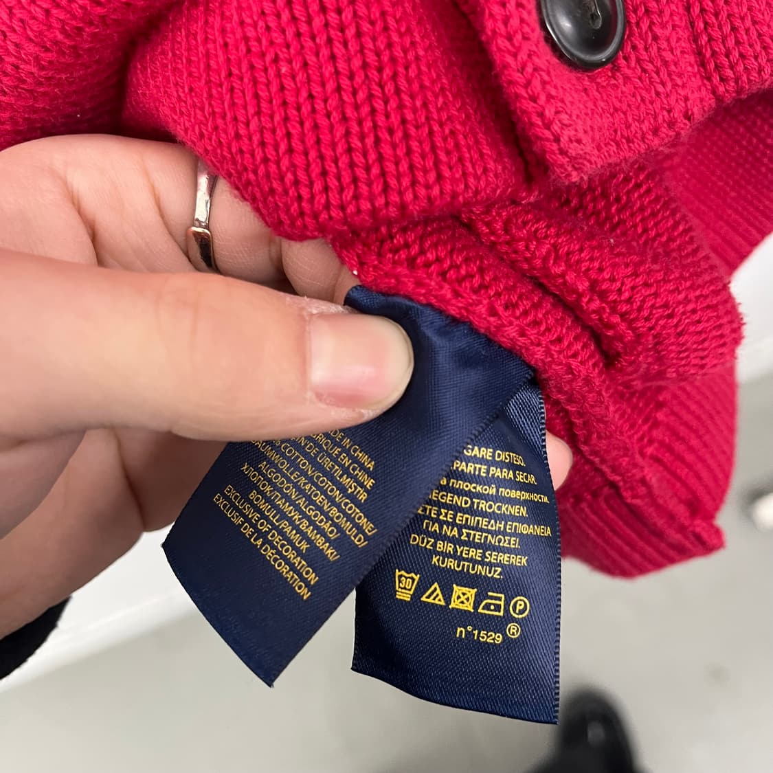 폴로 랄프로렌 빅포니 레드 네이비 가디건 니트 여/XL 상품이미지7