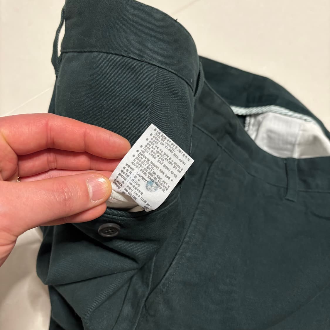 정품 라코스테 다크그린 치노팬츠 카키 면바지 34인치 상품이미지10