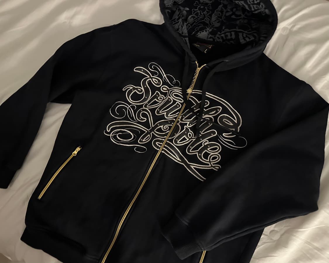 Southpole 사우스 폴 가죽스터드 패치 블랙 후드집업 L 상품이미지2