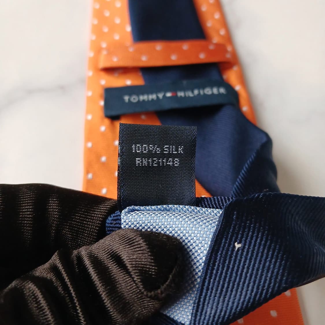 타미 힐피거 실크 오렌지 도트 넥타이 8.5cm A+등급 E1290 상품이미지10