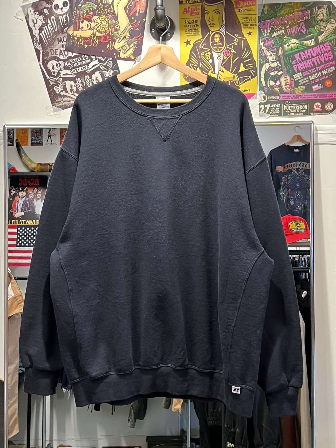 [3XL] 러셀 애슬레틱 무지 기모 맨투맨 네이비 상품이미지9