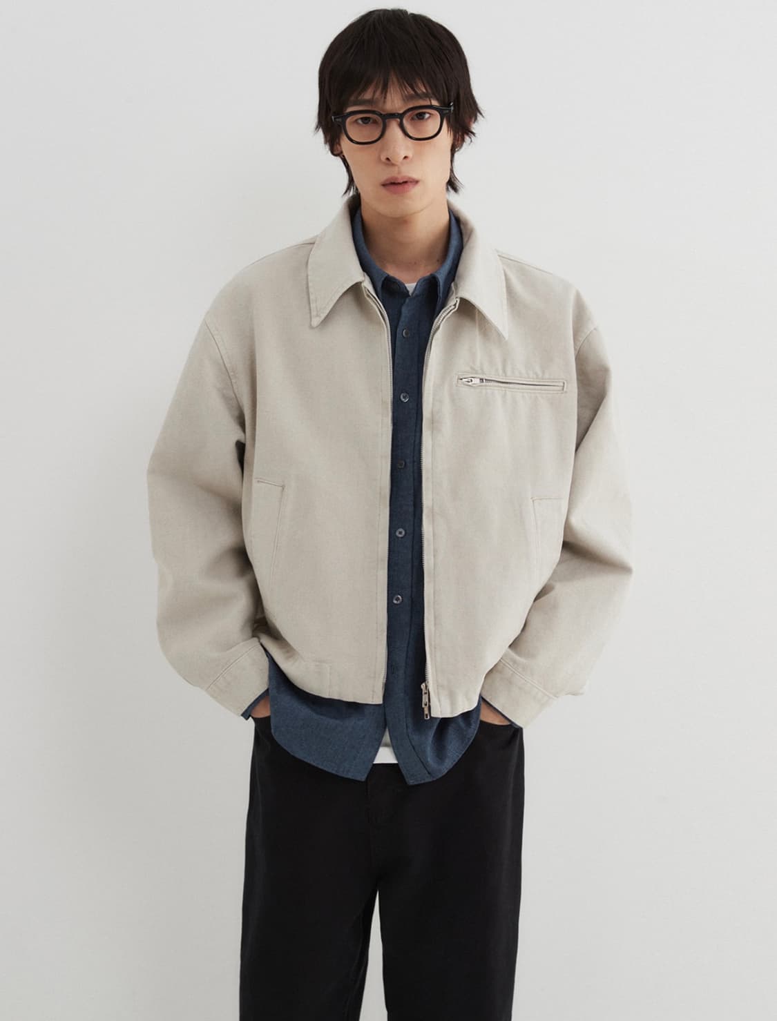 윗 / 러프 텍스처 카라 자켓 (베이지) / M 상품이미지2