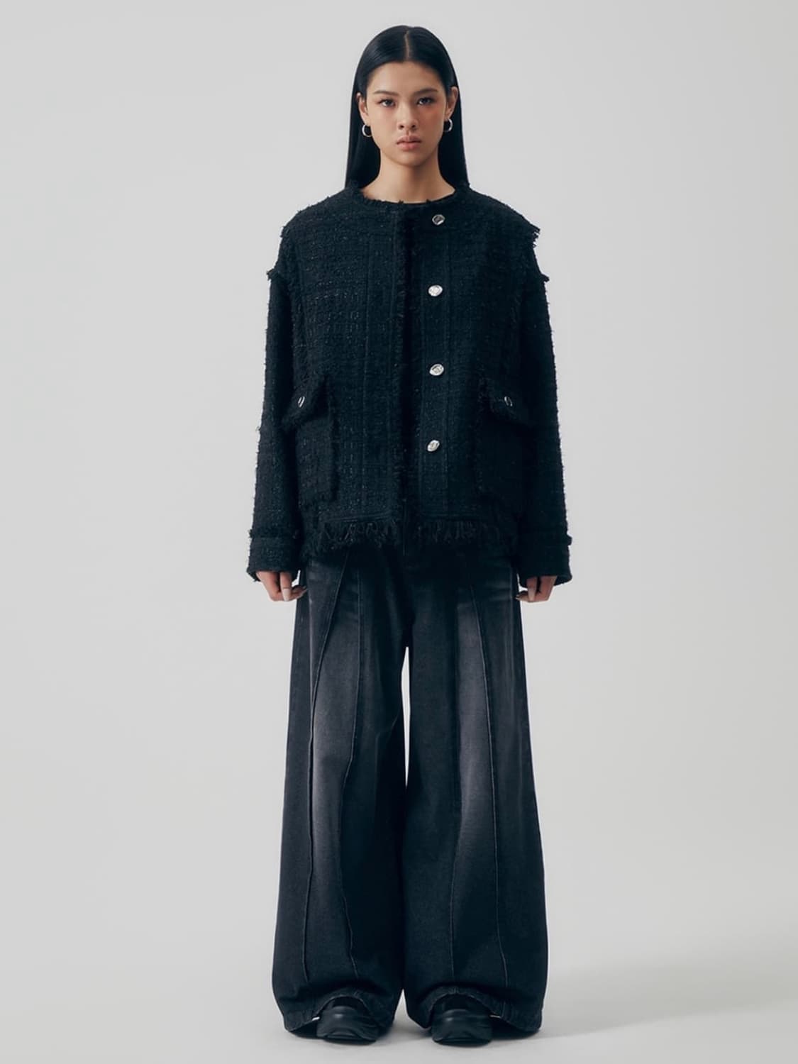 트리밍버드 Frayed Trim Tweed Over-fit Jacket 상품이미지4