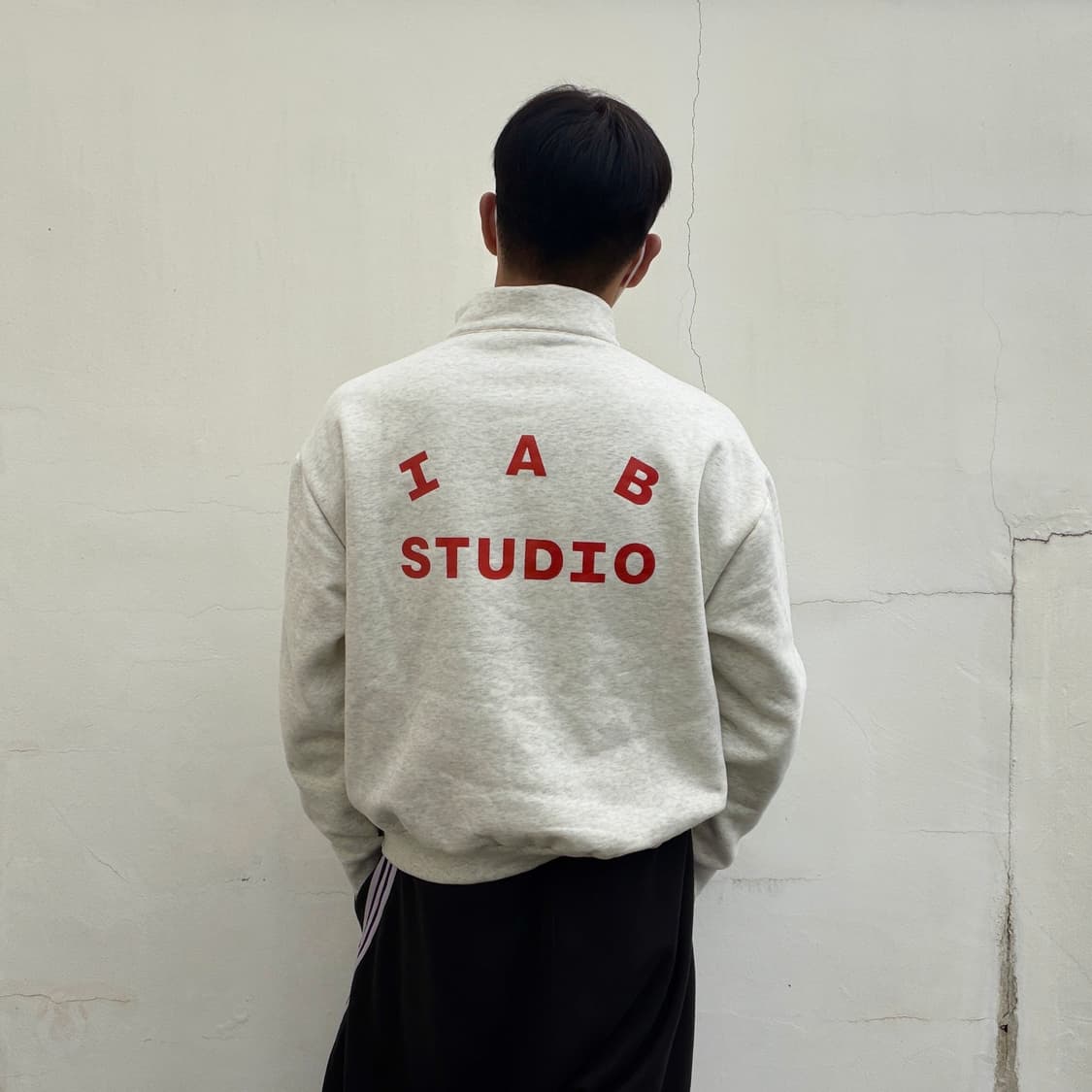 M) IAB Studio 멜란지 버건디 하프집업 상품이미지4