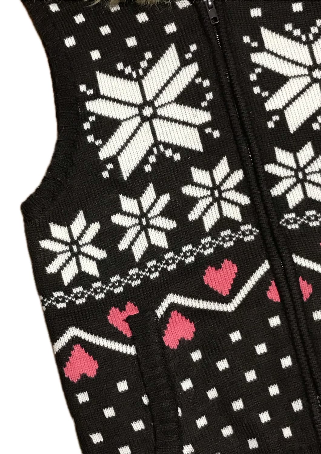 핑크 하트 노르딕 브라운 퍼 니트조끼 상품이미지2