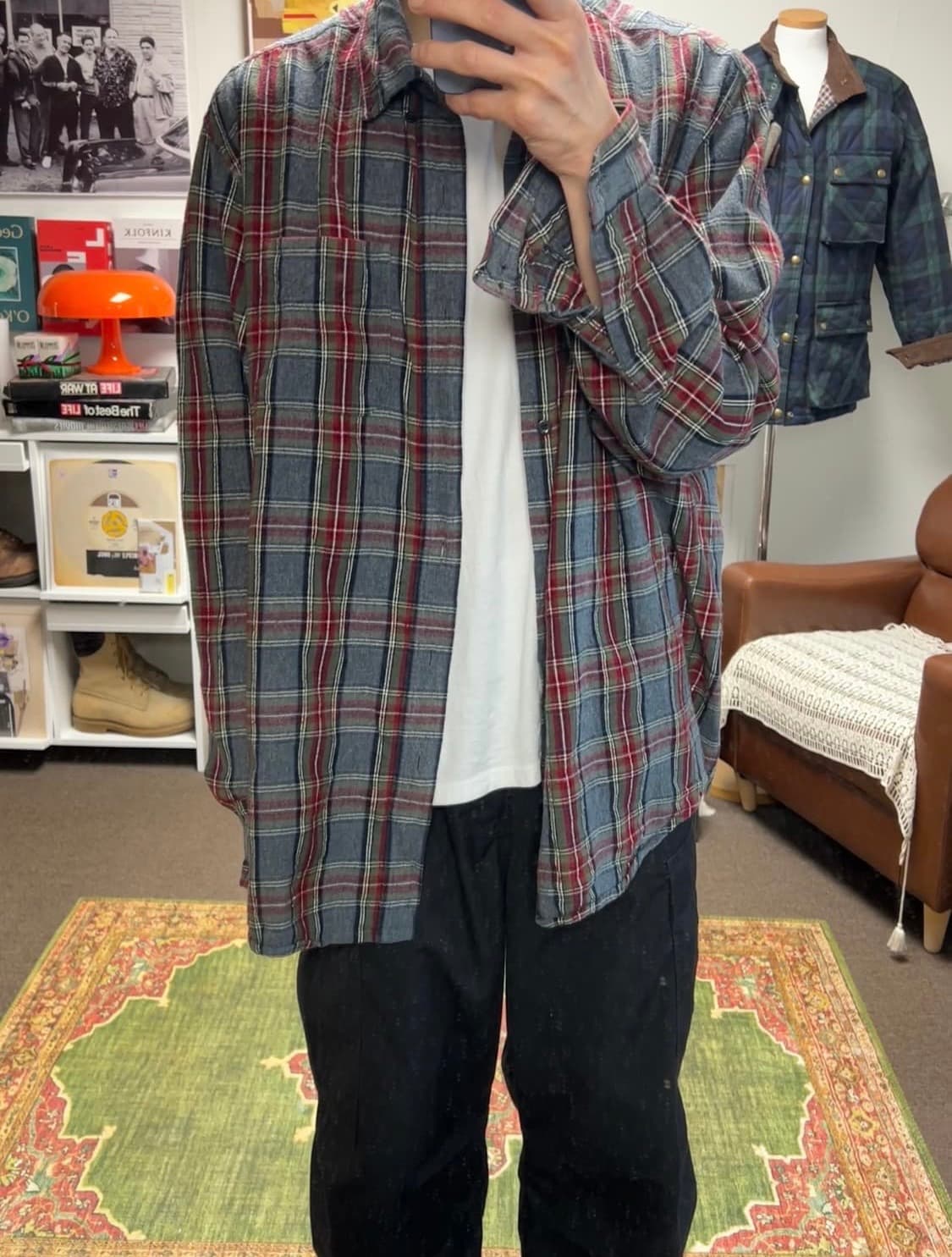 엘엘빈 LLBean 그레이 레드 체크셔츠 XL 상품이미지5