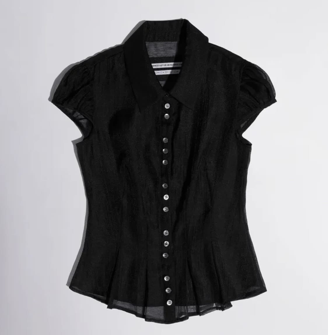 스컬프터 Sheer Pleated Hem Blouse Black 상품이미지2