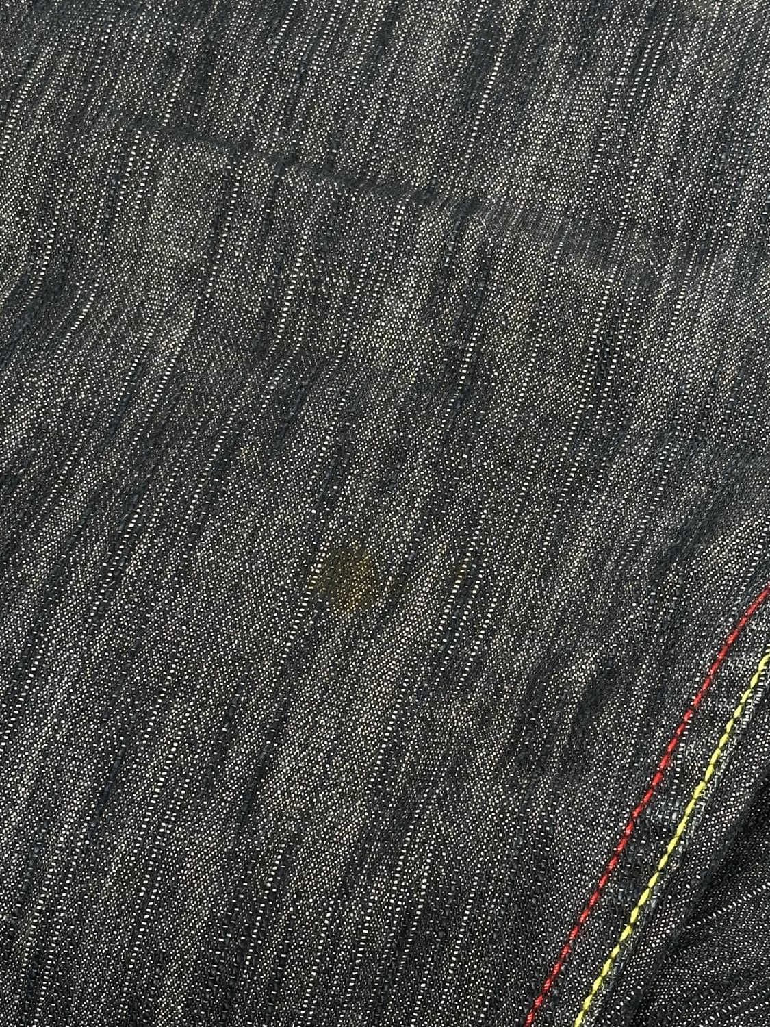 쿠지 진청 대장급 레드 자수 포인트 와이드 데님 청바지 상품이미지8