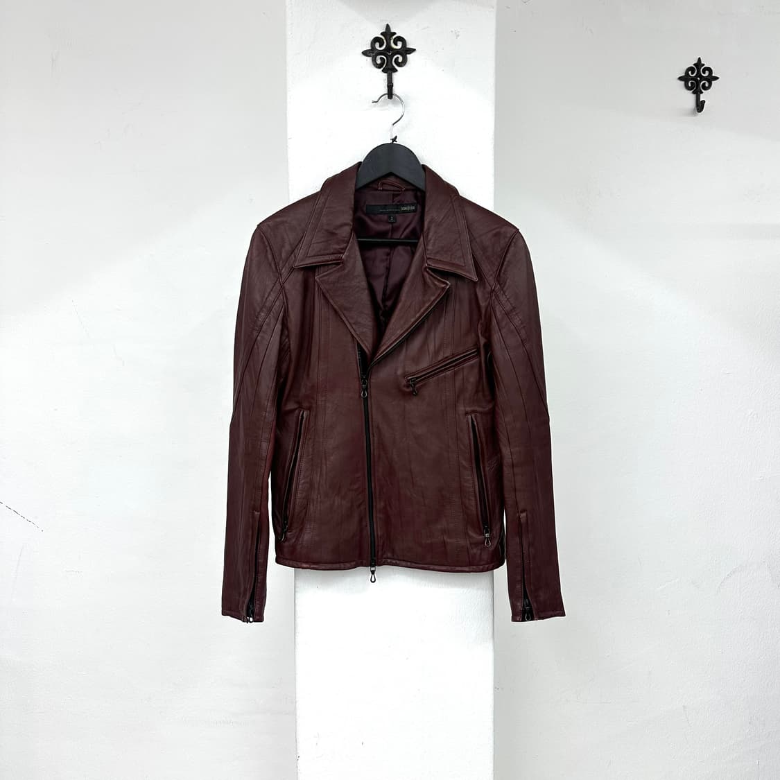 Schlussel burgundy leather jacket 상품이미지4