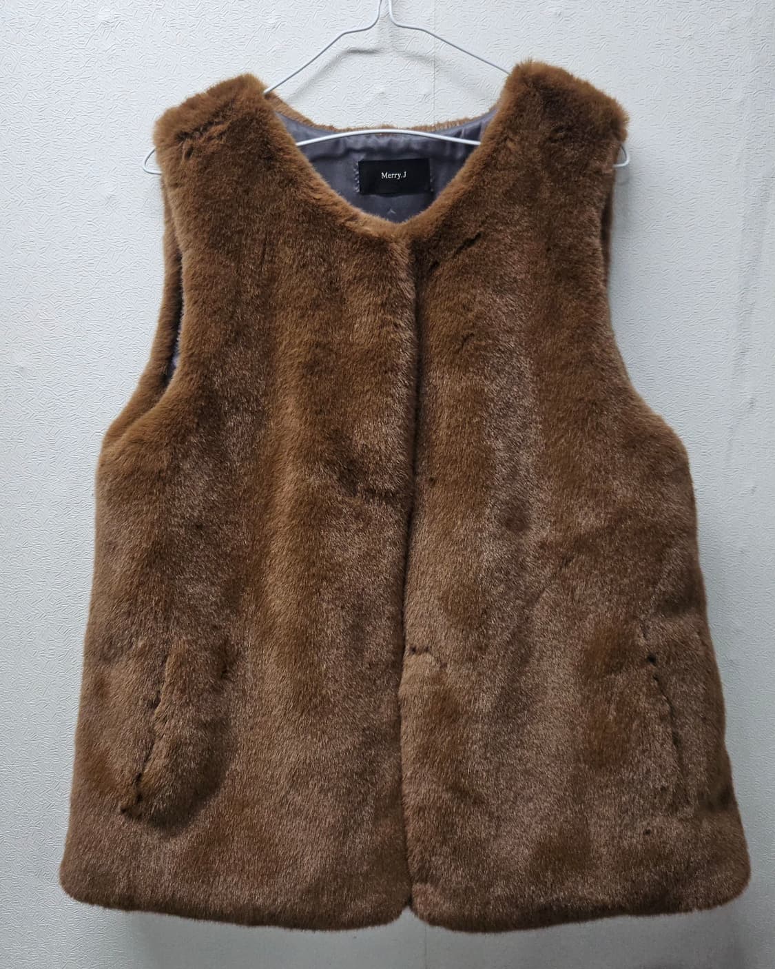 Merry.J 브라운 인조  퍼 조끼 M 상품이미지1