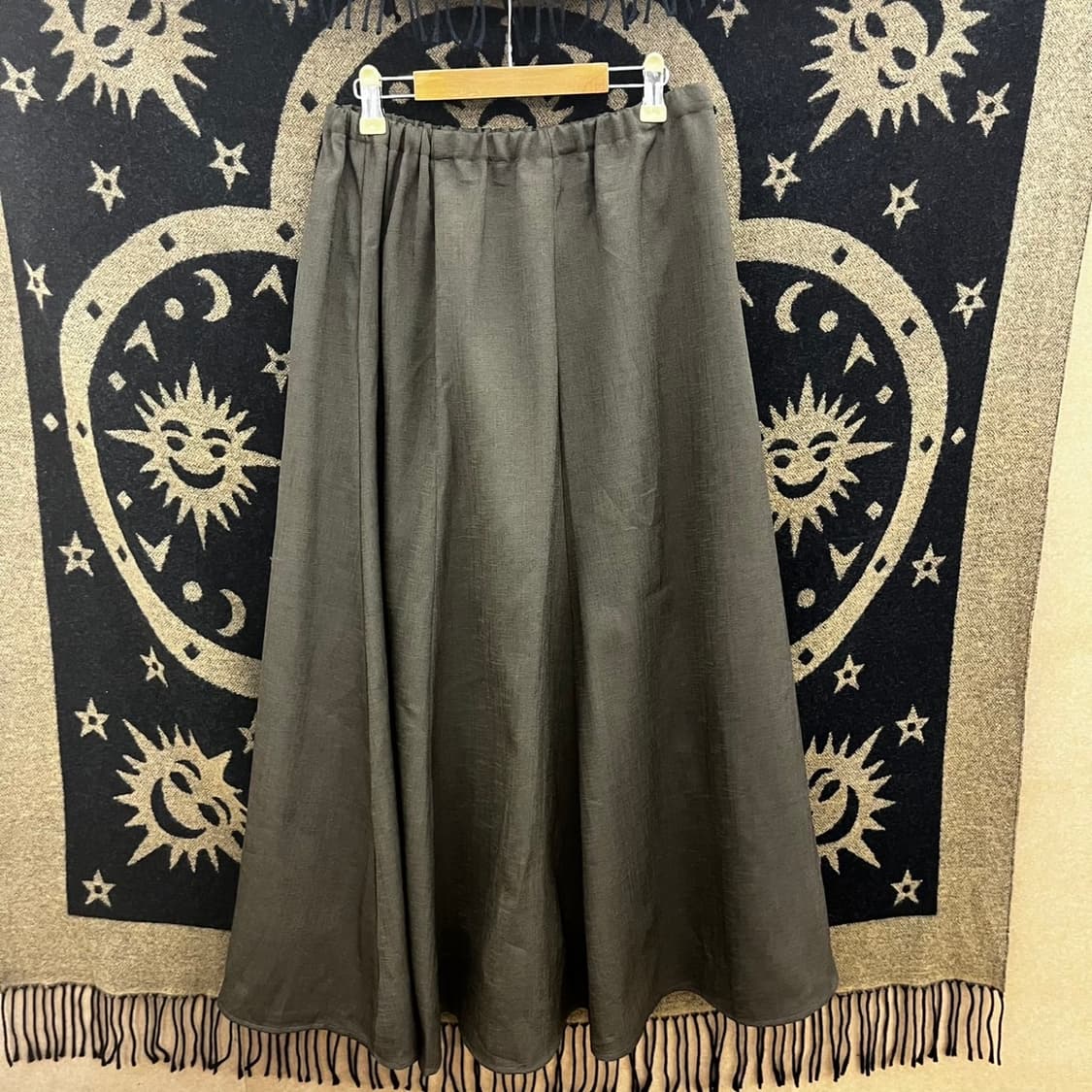 빈티지 캐주얼 모리 딥말차카키 플레어 롱스커트 K0146 상품이미지4