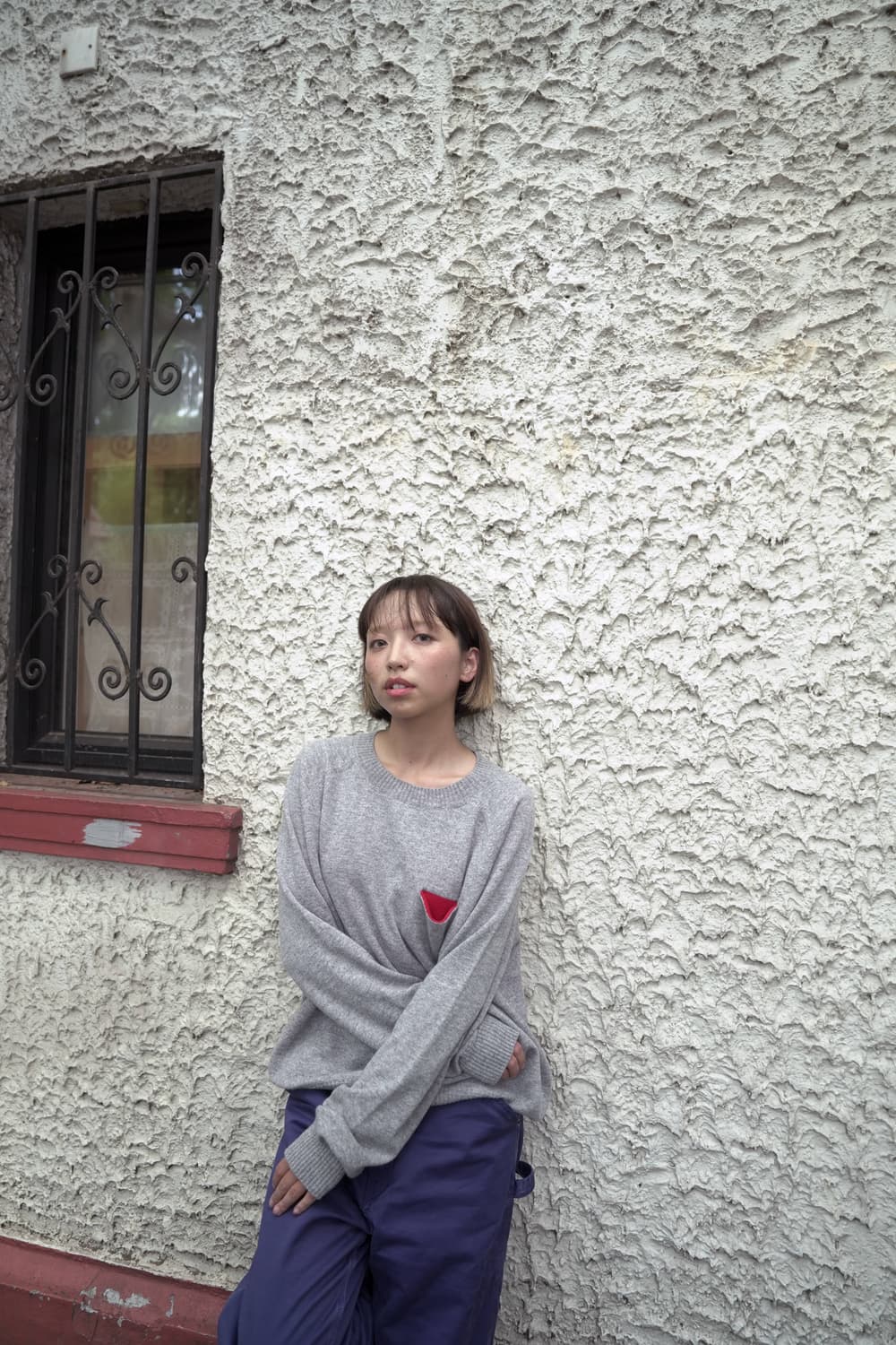 HEARTCUT KNIT(GREY/RED) L사이즈 상품이미지2