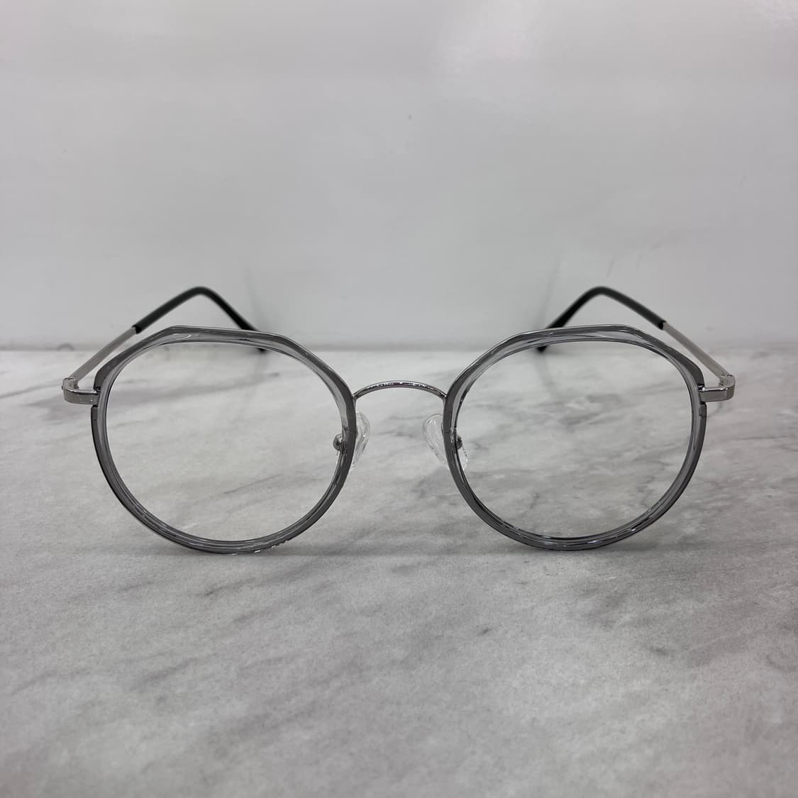 C39 FZ 실버 그레이 라운드 콤비 메탈테 안경 상품이미지6