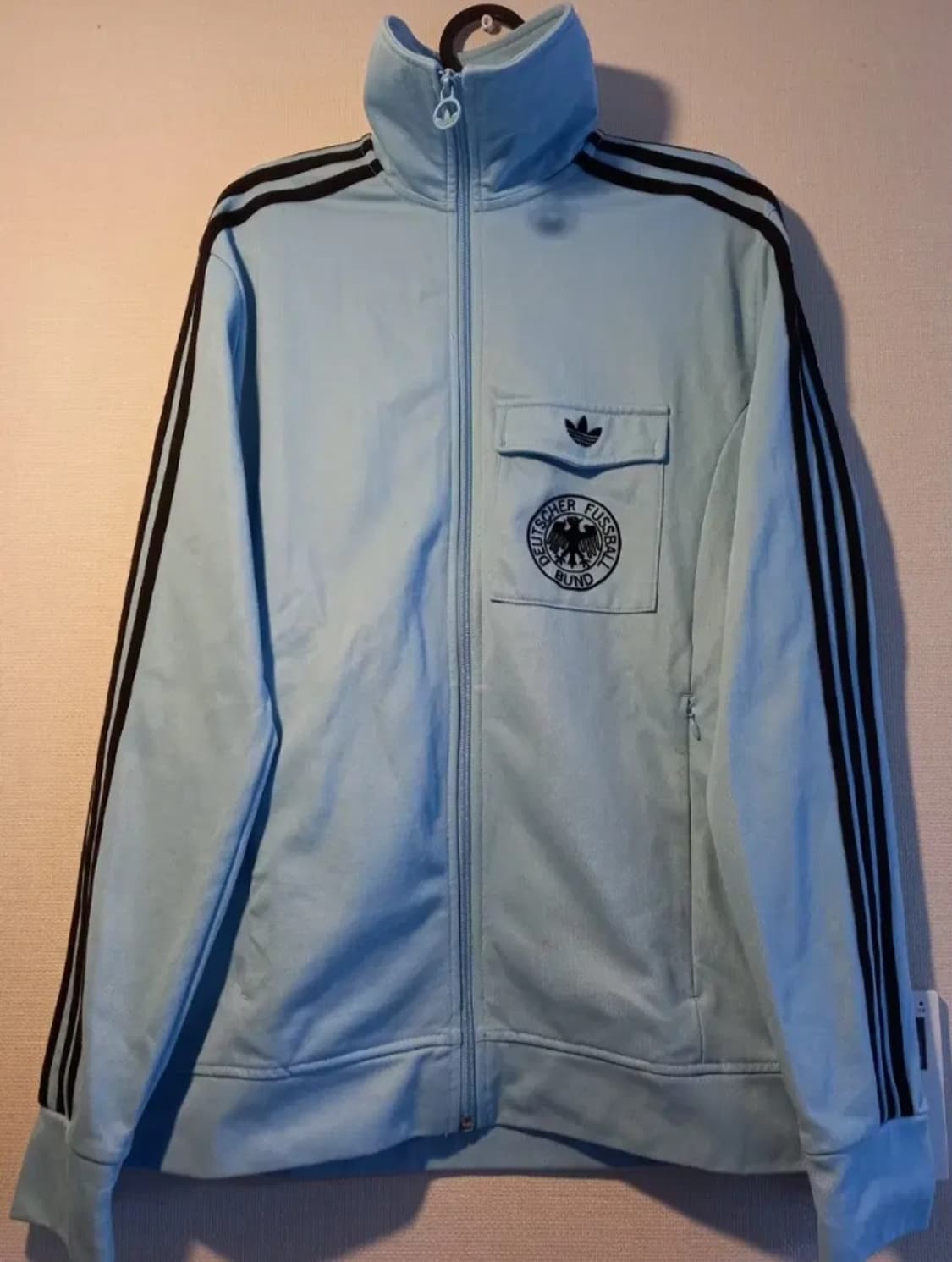 아디다스  독일 하검 스카이블루 블랙 트랙탑 저지 져지집업 95/M 상품이미지1