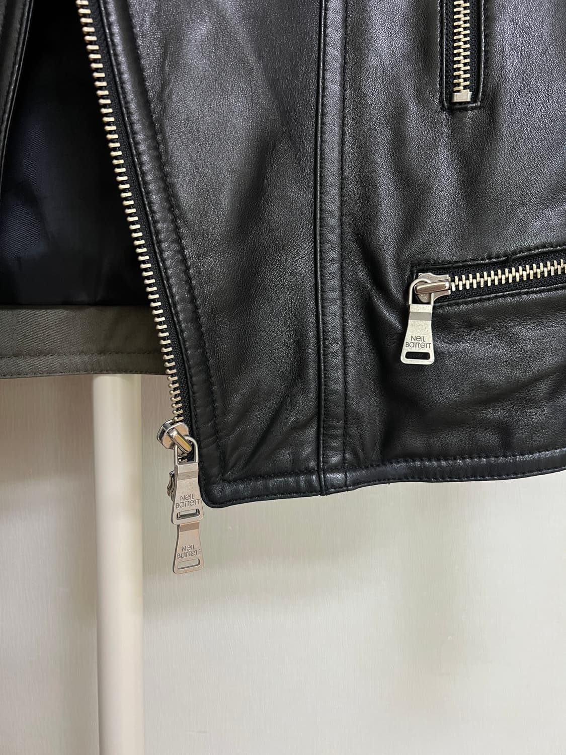 Neil Barrett Leather Mixed Biker Jacket 상품이미지4