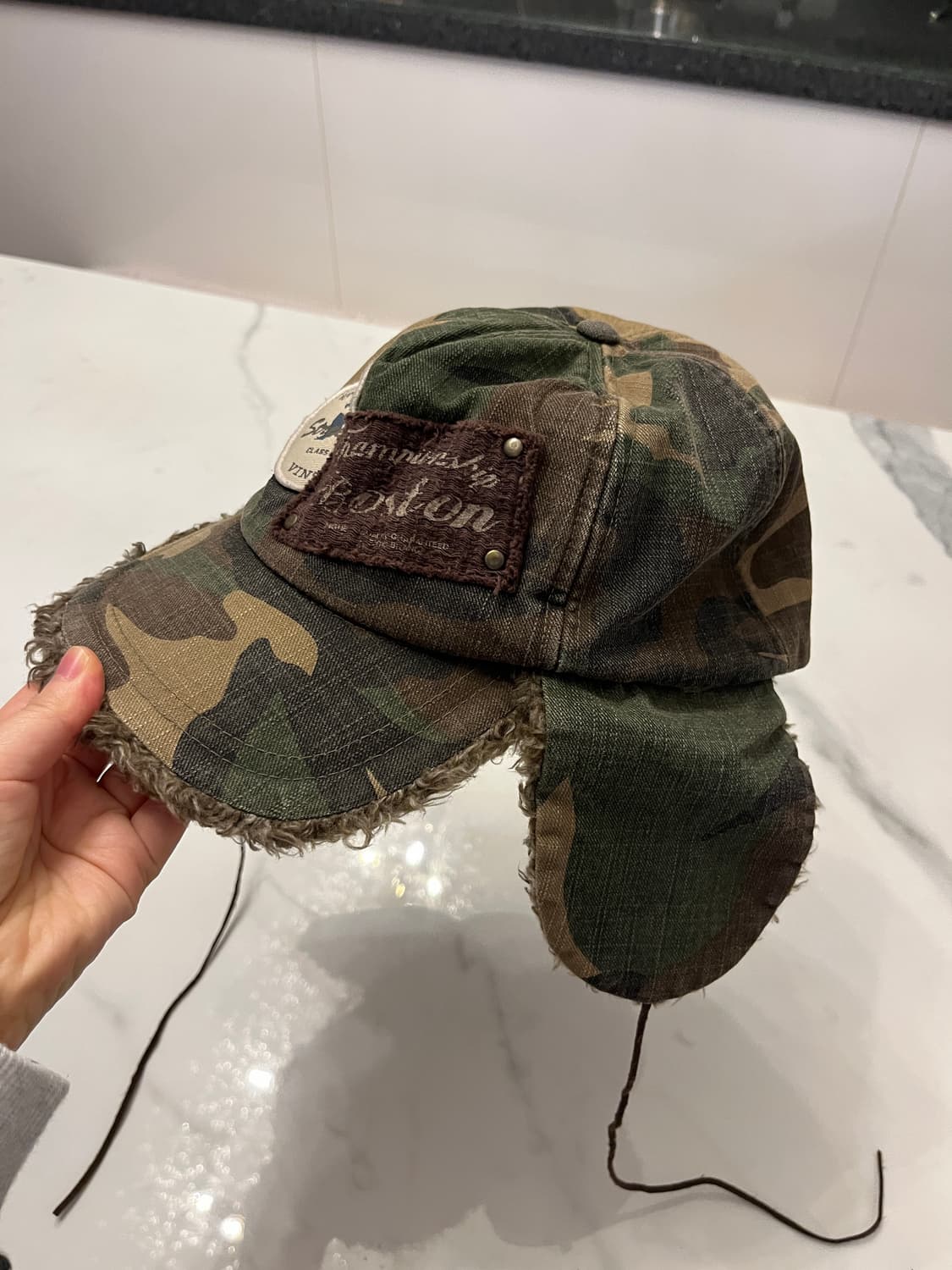 빈티지 카모 귀도리 모자 상품이미지2