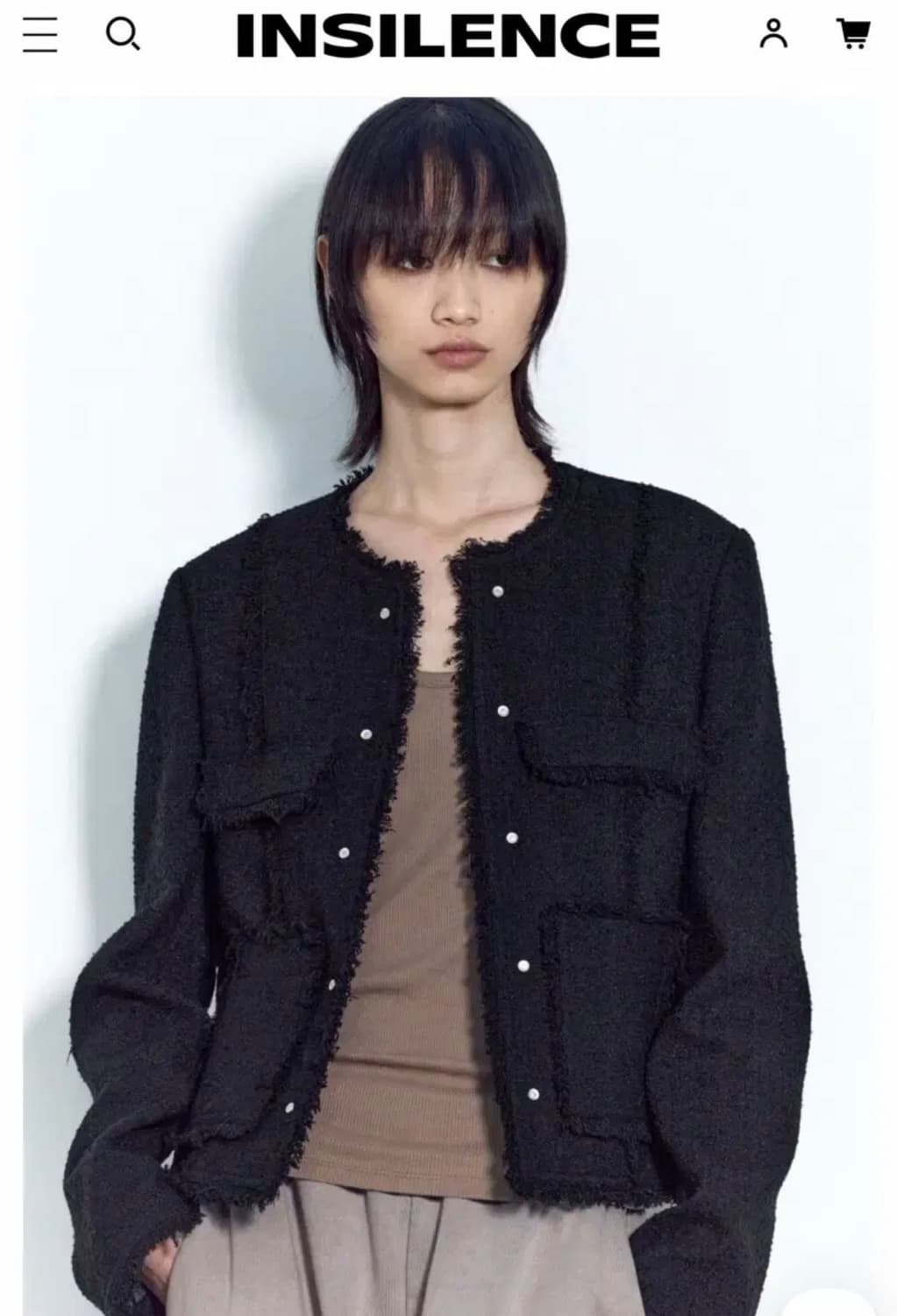 인사일런스 - 스터드 트위드 자켓 블랙 상품이미지2