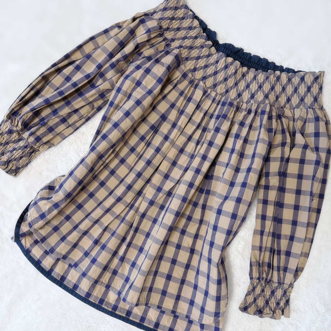 YORI 라떼갸루 모리걸 하구미 스즈코 어항 오프숄더 피크닉 블라우스 상품이미지2