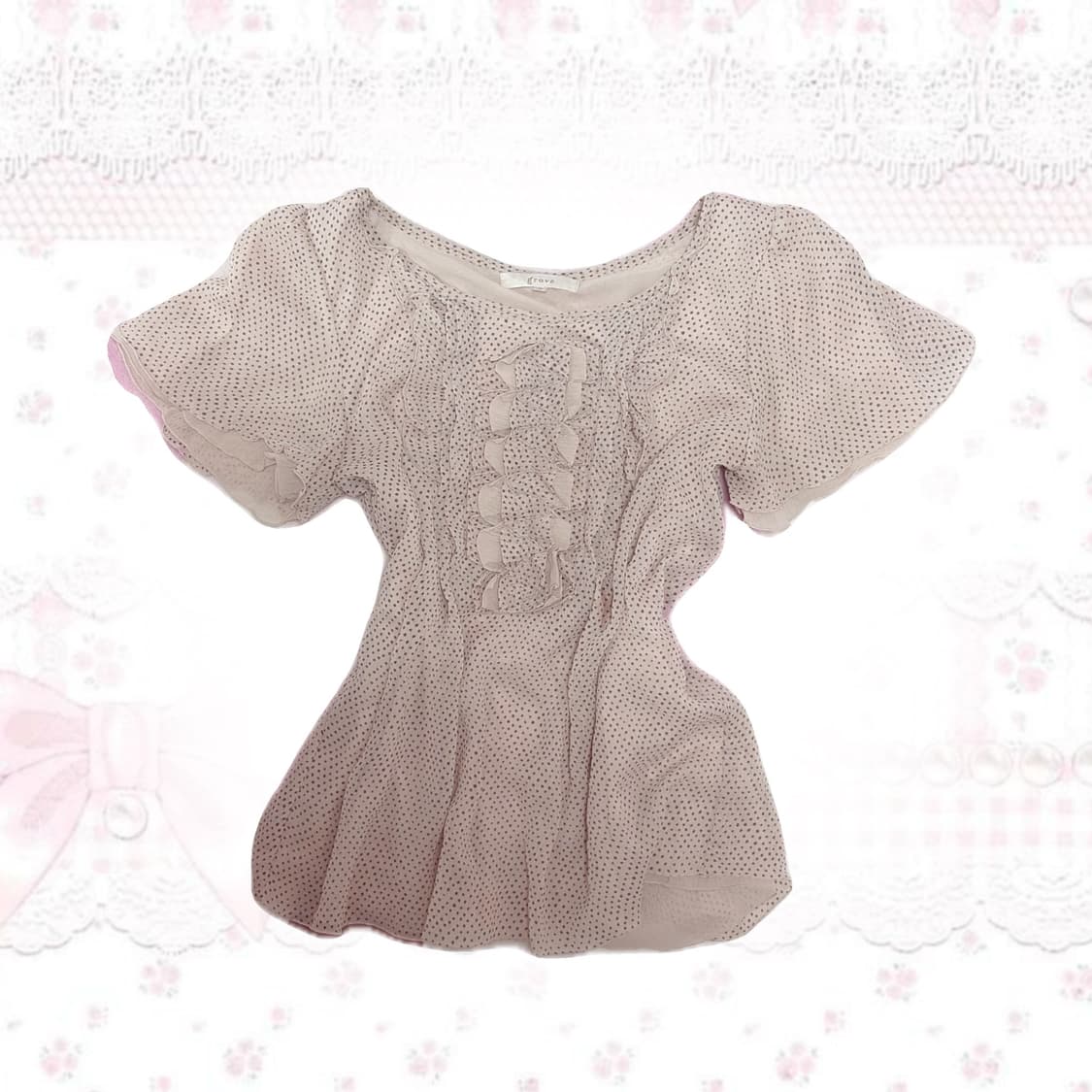 히메갸루 라떼갸루 초코 도트블라우스 상품이미지1