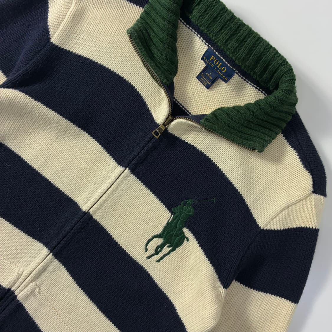 Polo  폴로 랄프로렌 빅포니 그린 스트라이프 니트집업   상품이미지3