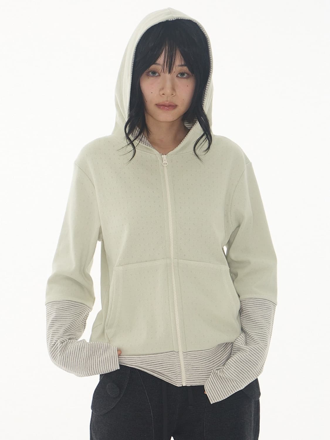 ExpiredGirl MILKY COMBI HOODIE ZIP-UP 상품이미지1