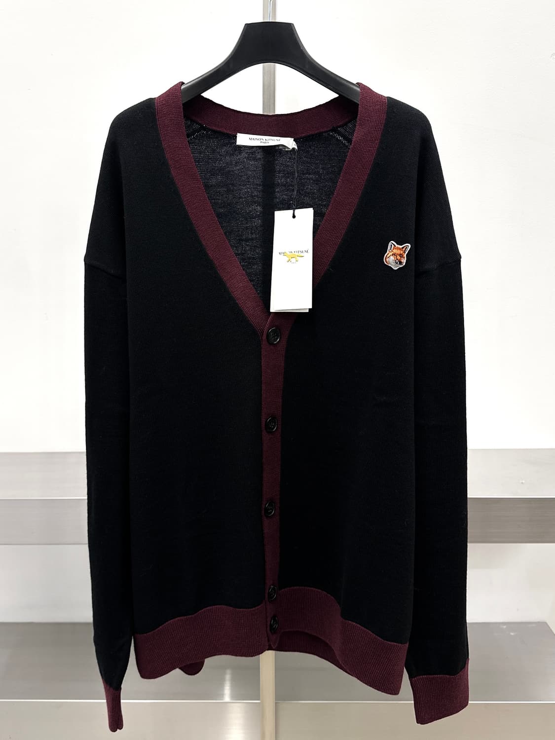 (새상품) 메종키츠네 폭스헤드 배색 울 가디건  상품이미지1