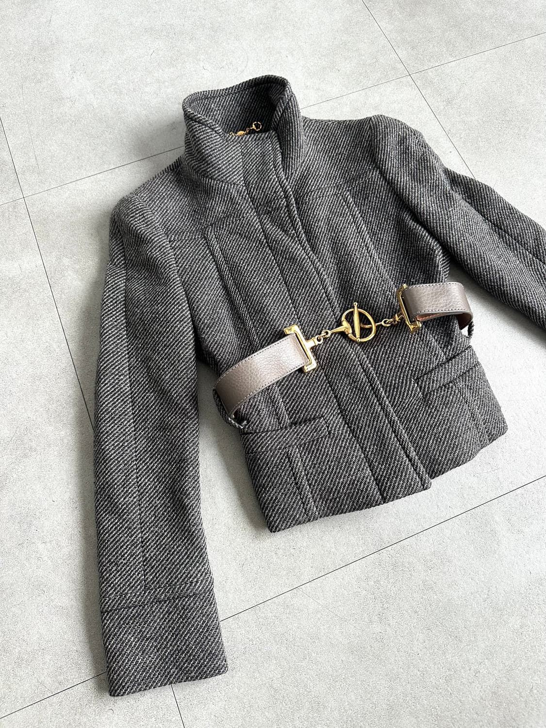 구찌 2011 헤링본 홀스빗 벨트 자켓 상품이미지3