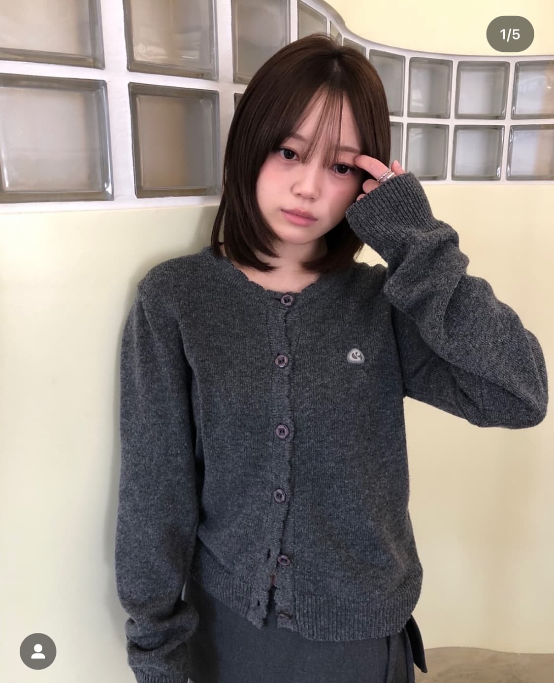 코이세이오 플라워 버튼 가디건 그레이 상품이미지2