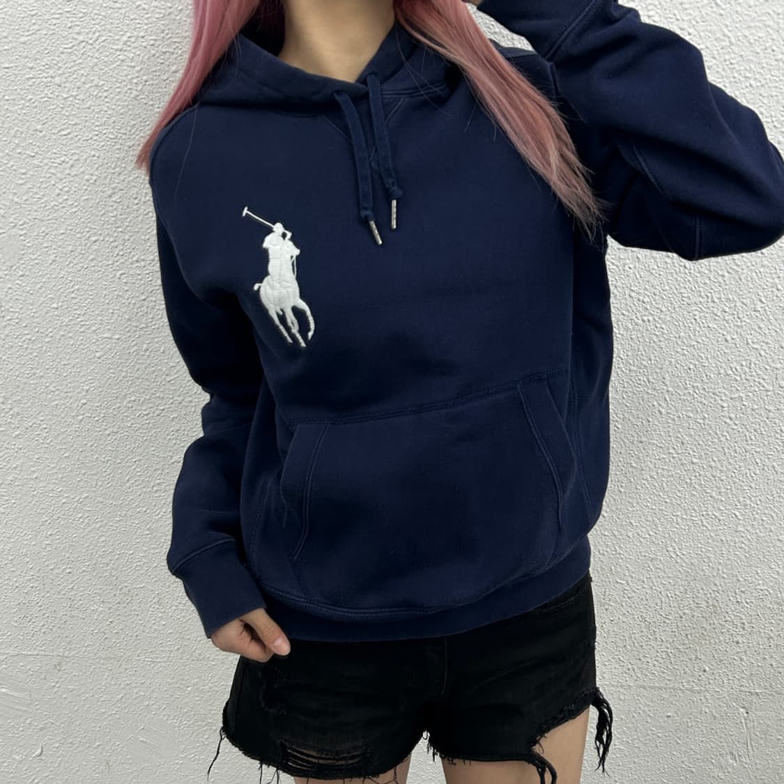 폴로 랄프로렌 화이트 빅포니 네이비 후드 M 상품이미지1