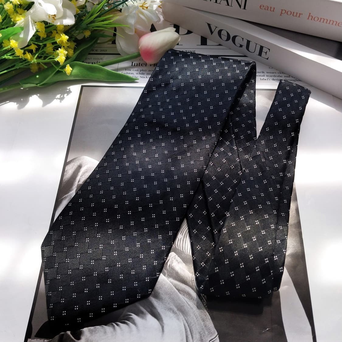 조르지오 아르마니 실크 블랙 자카드 넥타이 9.5cm A+등급 K672
 상품이미지3