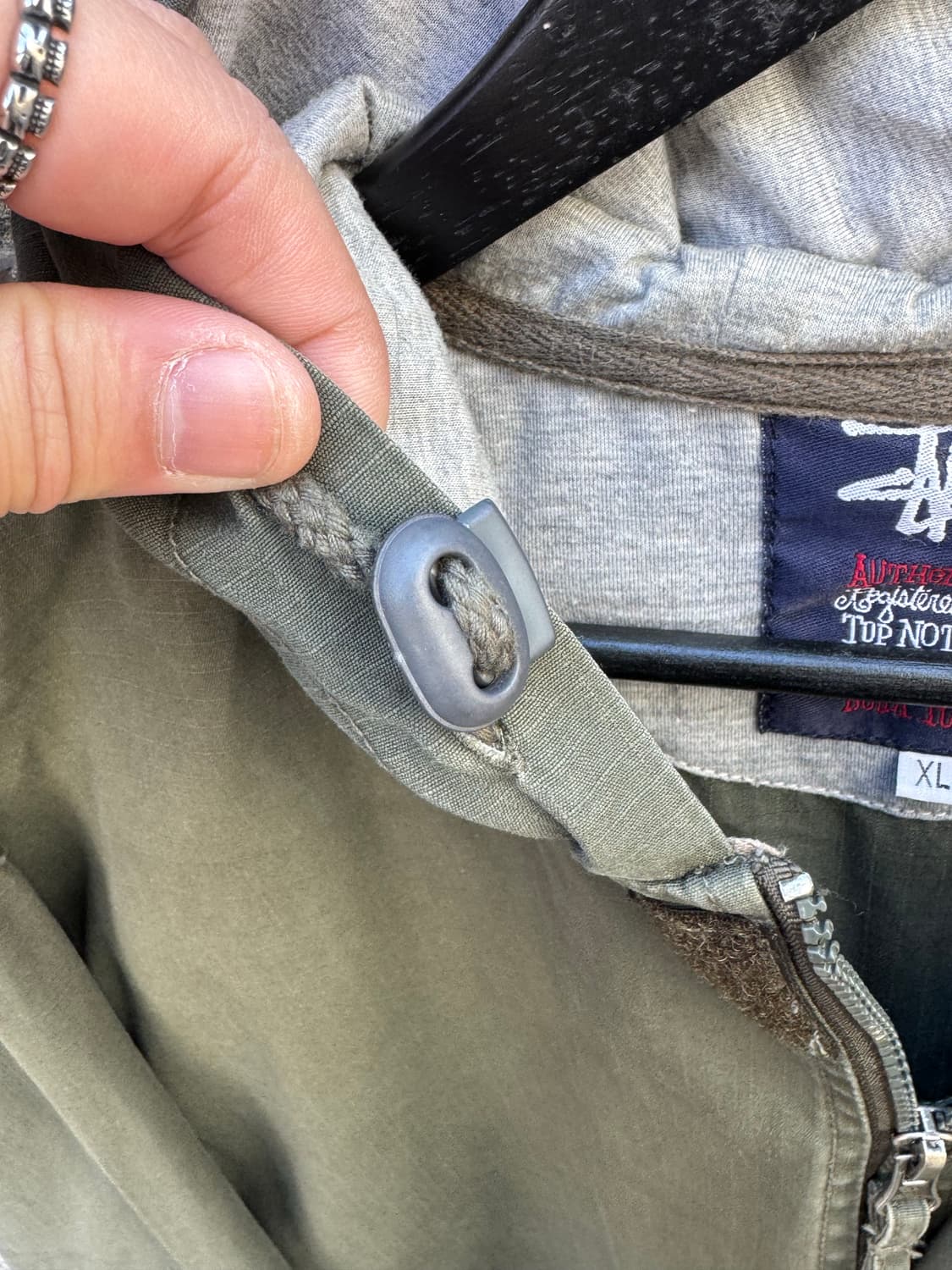 90s 스투시 카키 후드 풀오버  상품이미지6