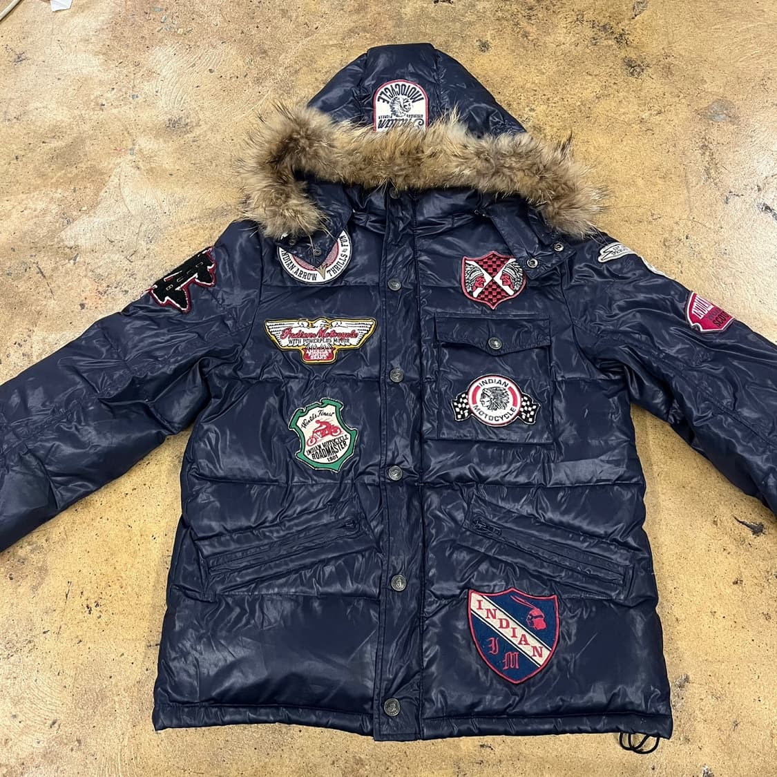 [정품/XL] 인디언 모터사이클 패치 다운 패딩 b19 상품이미지3
