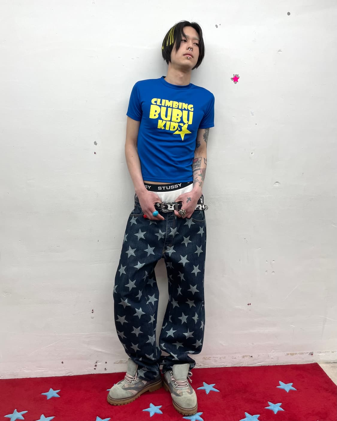 Retro kitsch blue star t-shirt  상품이미지4
