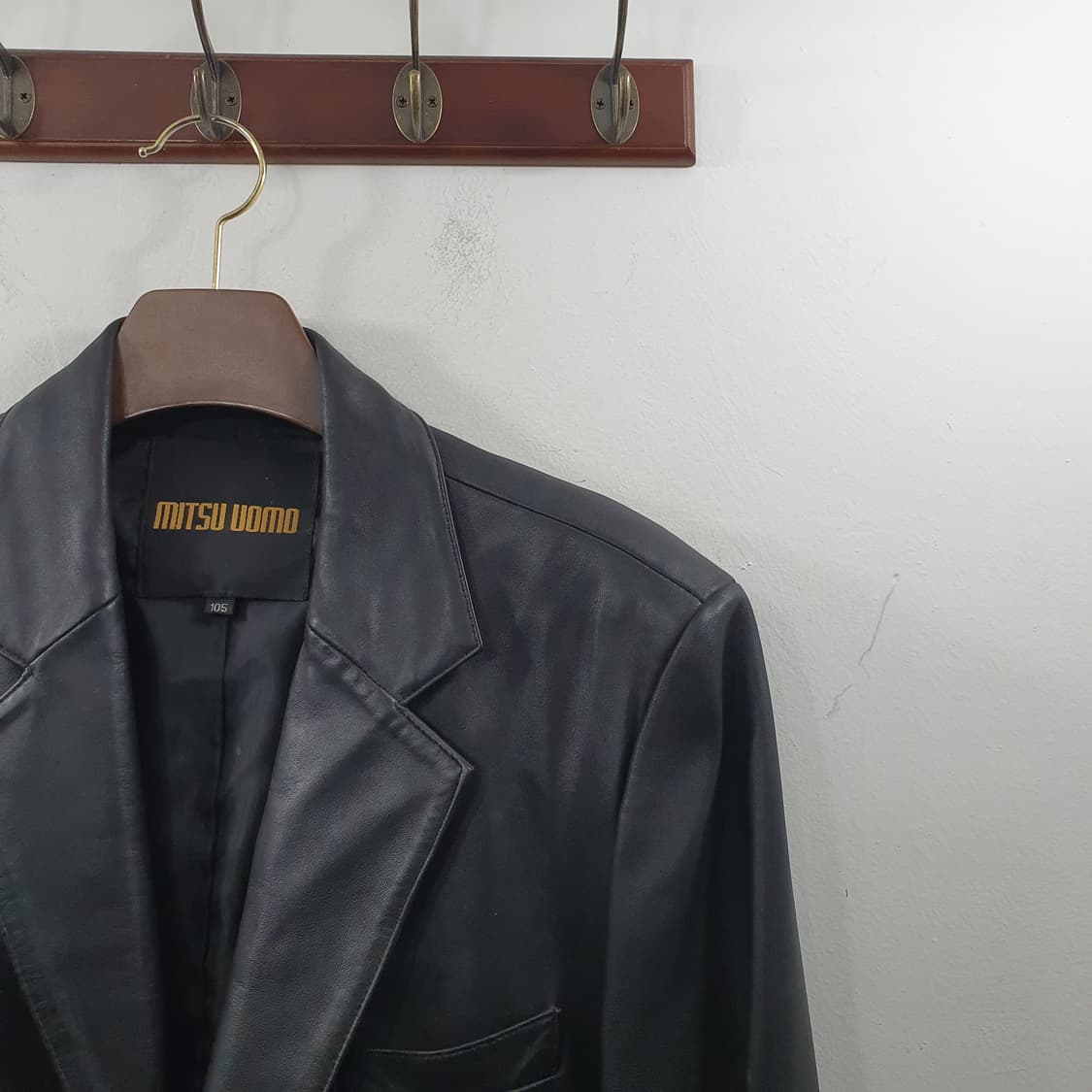 XL MITSU UOMO 남성 블랙 양가죽 블레이저 가죽 자켓 상품이미지2