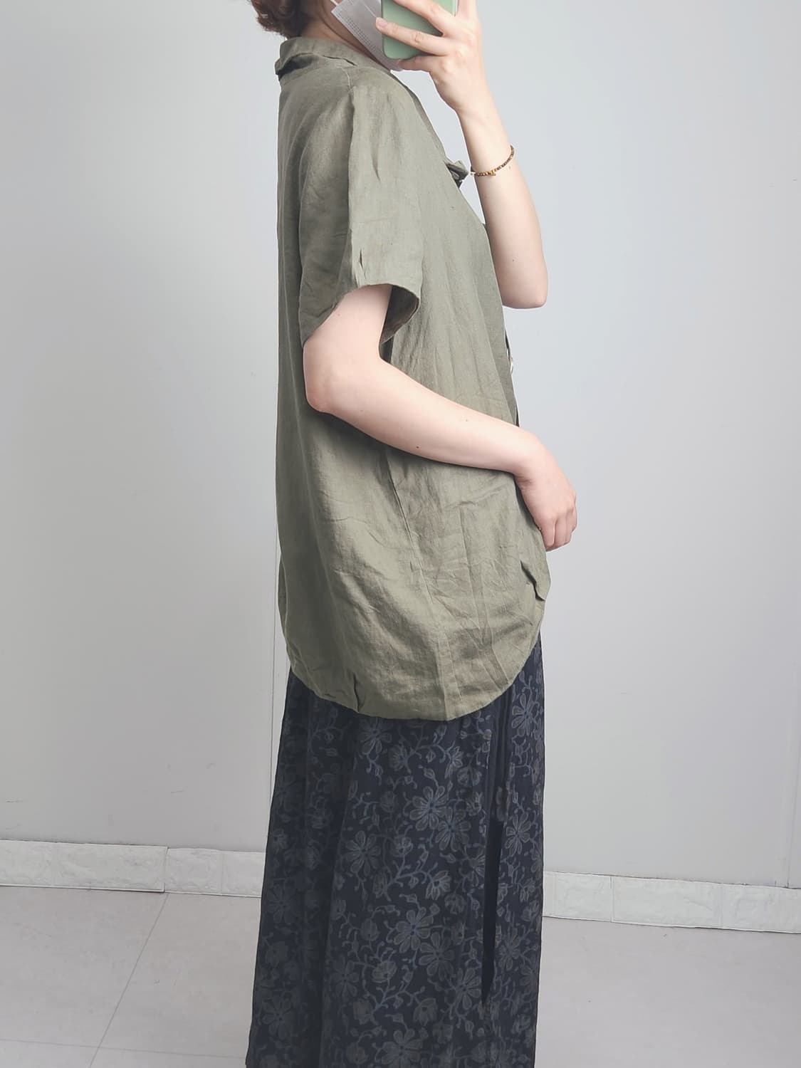 (made in ITALY)하이넥 리넨 블라우스 상품이미지4