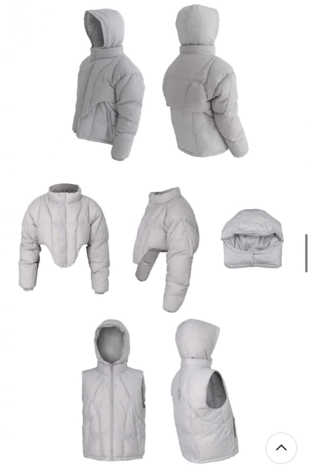 오호스 레이어드 볼레로 다운 패딩 그레이 패딩스커트 세트 상품이미지2